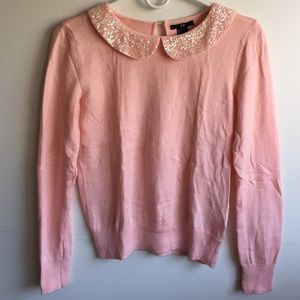 H&M baby pink sweater sequin collar