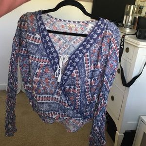 Long sleeve flowery loose fit blouse