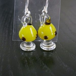 ⚡SALE⚡Yellow mushroom shaped glass earrings 4rm MX