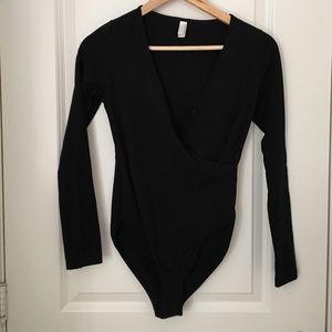 American Apparel l/s cross front bodysuit in six M