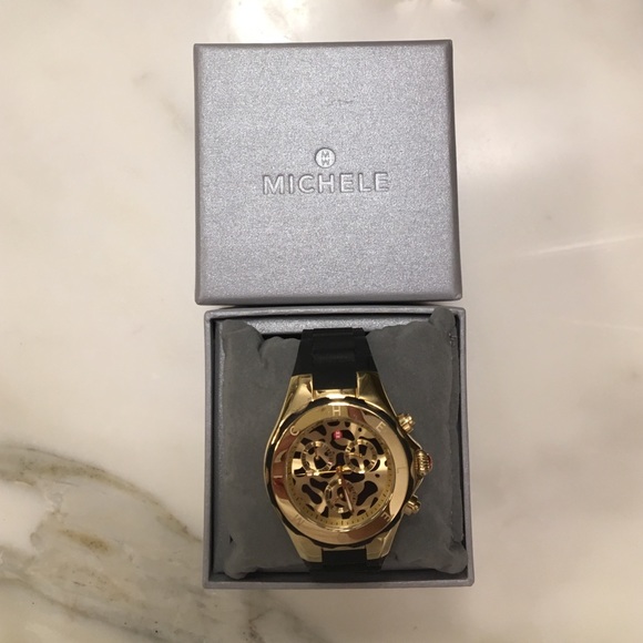 Michele Tahitian Lg Jelly bean watch - black