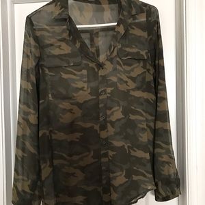 Chiffon Army Camo Button Up - Size Medium