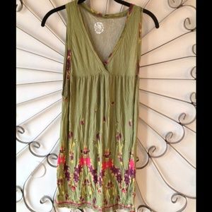 Free People Green Floral Tunic, size M