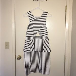 Charlotte Russe Black/White Striped Peplum Dress