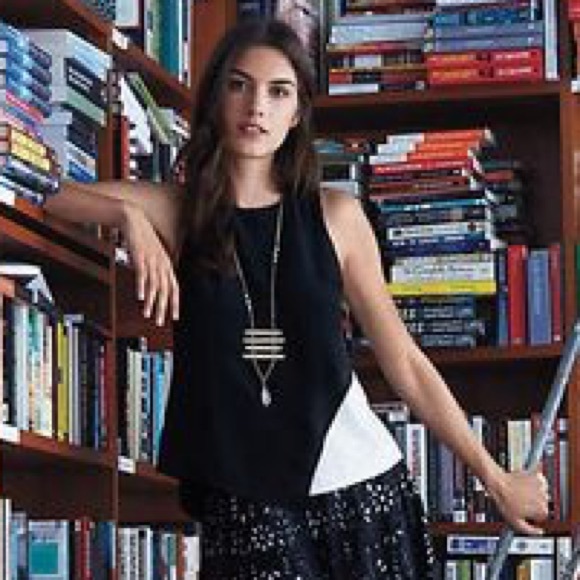 Anthropologie Bordeaux NWT black & white tank