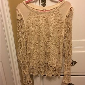 Free People long sleeve lace Large