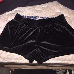 Black velvet shorts