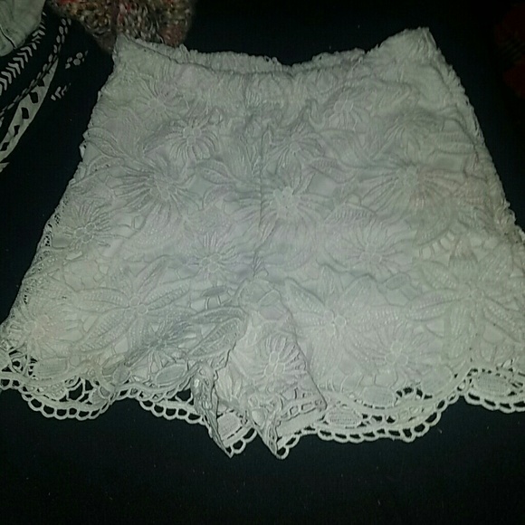 White lace shorts