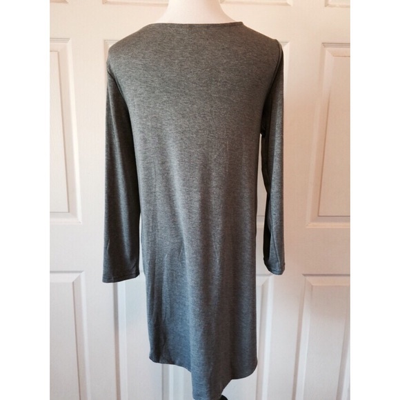 HIGH LOW GRAY LACE-UP TUNIC - Picture 3 of 4