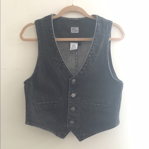 90s Calvin Klein Black Denim Vest