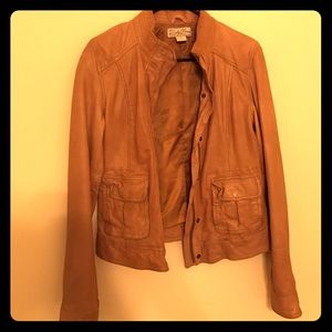 Camel colored lucky brand leather jacket.