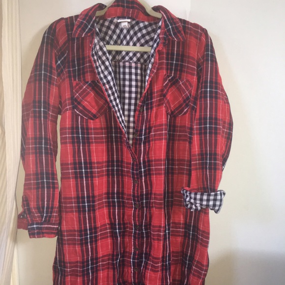 Red Flannel Shirt Dress