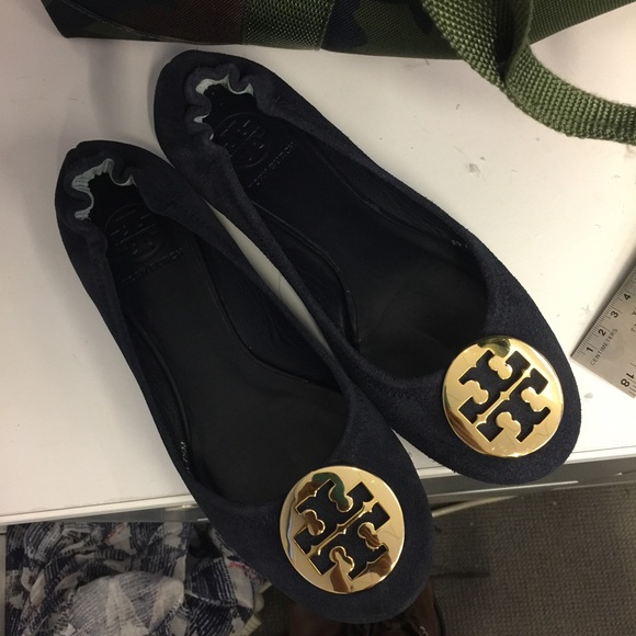 Tory Burch suede reva ballet flats-navy 7.5