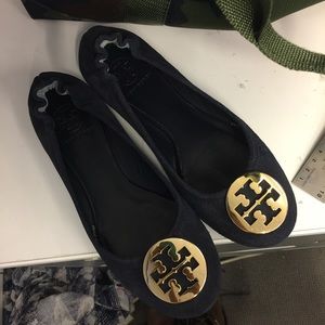 Tory Burch suede reva ballet flats-navy 7.5