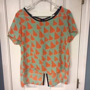 High-Low green and orange Top