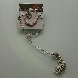 Guess Silver Tassel Layer Necklace