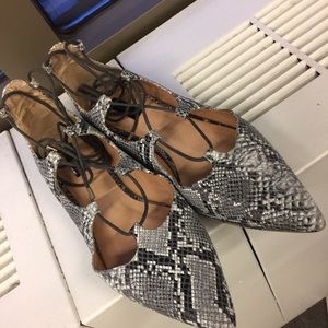 Top shop Snake Effect Ghillie Pointed Flats-7.5