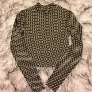 Topshop green patterned high neck crop top