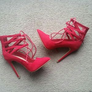SALE ❤ NWOT Red Lace-Up Heels