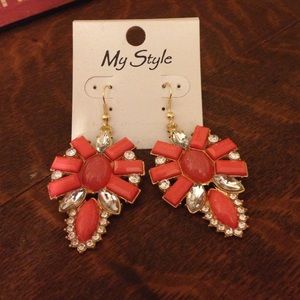 NWT Coral and Diamond Earrings