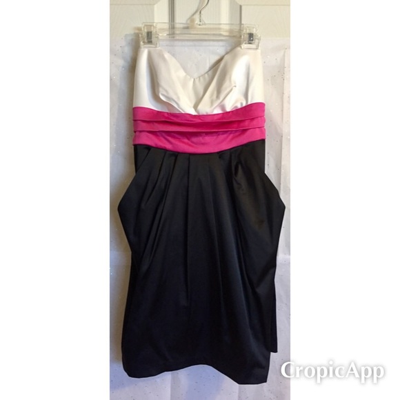 Strapless black, pink, white dress
