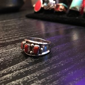 Sterling Silver, Red Coral (Possibly Hidalgo) Ring