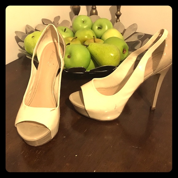 ALDO White and Beige Heels - Picture 1 of 1