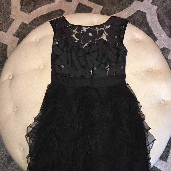BCBG black mesh floral and frilly dress! - Picture 2 of 4