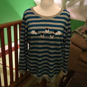Talbots grey and blue stripped sheep sweater