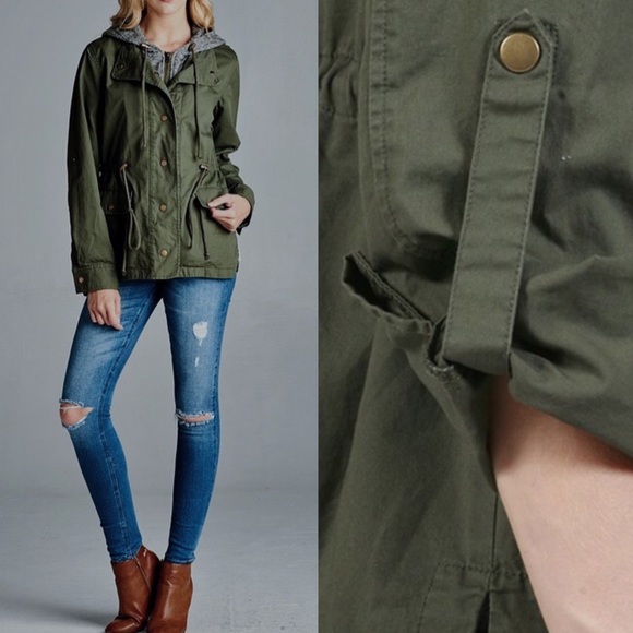 🆕TAMBERLYNN 3/4 sleeve utility jacket - OLIVE - Picture 2 of 3