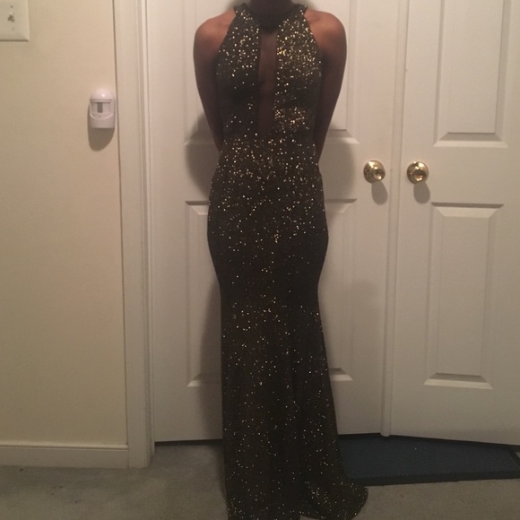 Backless sparkly mermaid prom dress