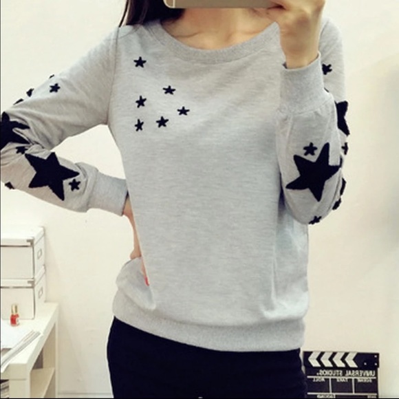 Women stars round neck loose sweatshirt