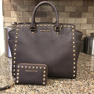 Michael Kors Selma Satchel and matching wallet set
