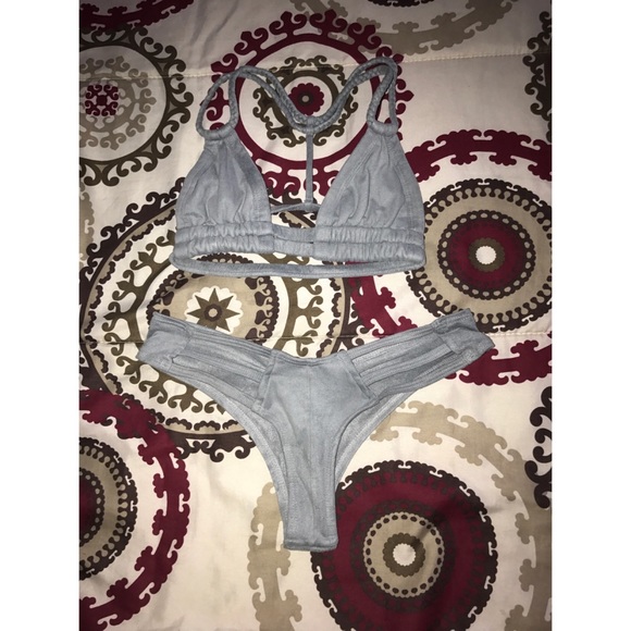 Grey faux suede bikini bottom