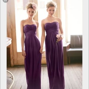 David's Bridal Plum Strapless Bridesmaid Dress