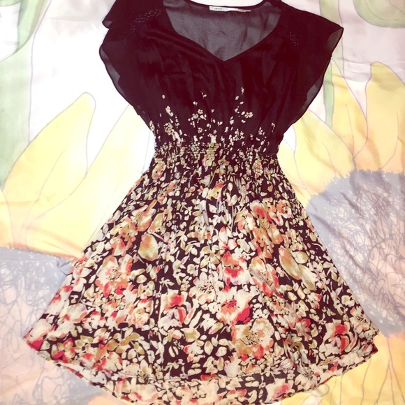 Urban outfitters black and floral dress, worn once