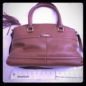 Calvin klein pebbled leather satchel brown