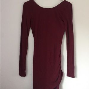 Burgundy long sleeved dress
