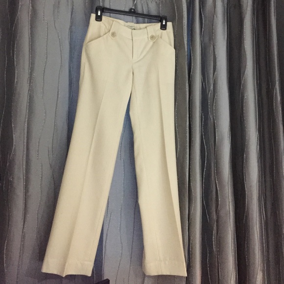 Cream, striped work pants