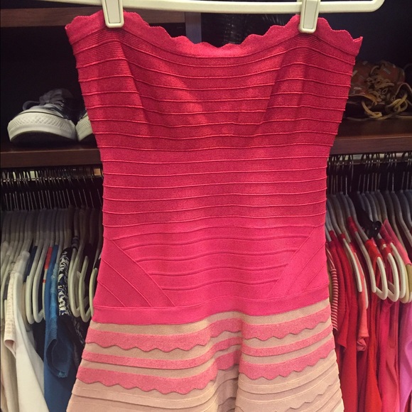Pink Aline strapless Herve leger dress