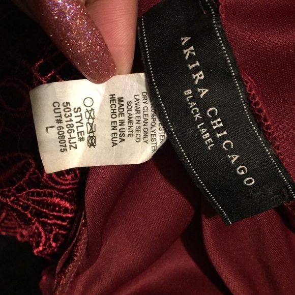 Burgundy Embroidered Short Dress - Picture 4 of 4