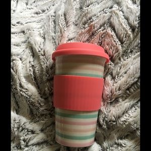 Double wall ceramic thermal travel mug