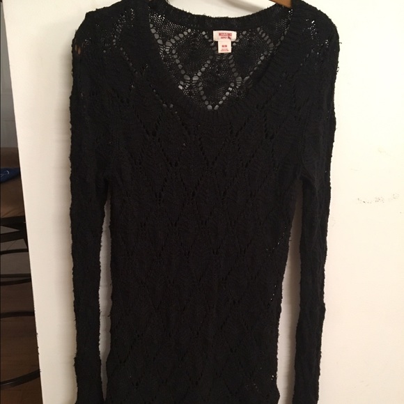 Mossimo black long crochet sweater size S
