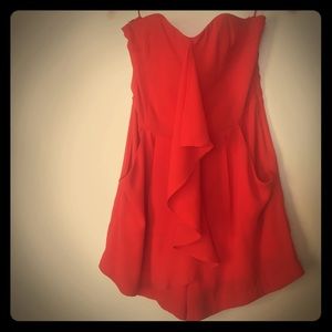 Orange Strapless Romper