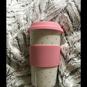 Double wall ceramic thermal travel mug