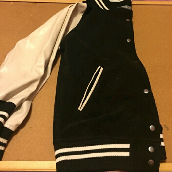 Black and white varsity bomber jacket