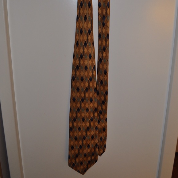 Copper Color Aviano Silk Tie with Blue Diamonds