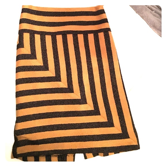 Striped navy gold thick woven skirt NWT size 4