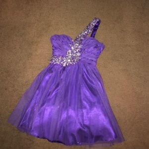 Sequin purple short prom dress