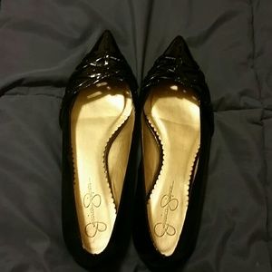 patent leather black flats by Jessica Simpson